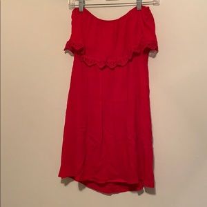Strapless red sun dress